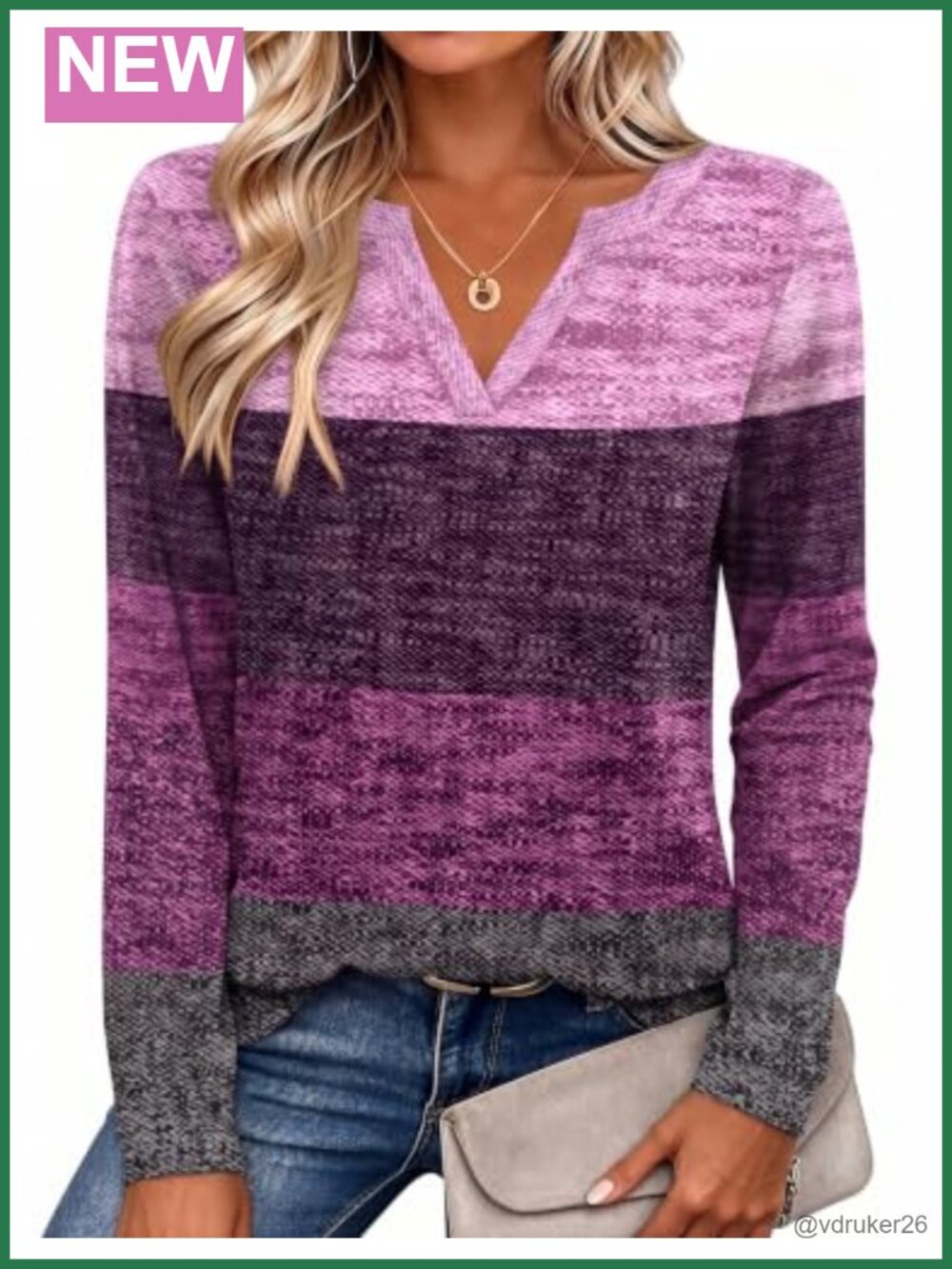 Womens Long Sleeve V Neck Tunic Top Loose Fit Dressy Casual